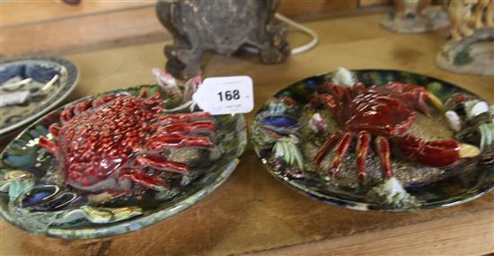 Two Palissy style crab dishes